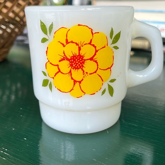 Fire King Other - Vintage Anchor Hocking Fire King Yellow Flower/Blue Flower small mug